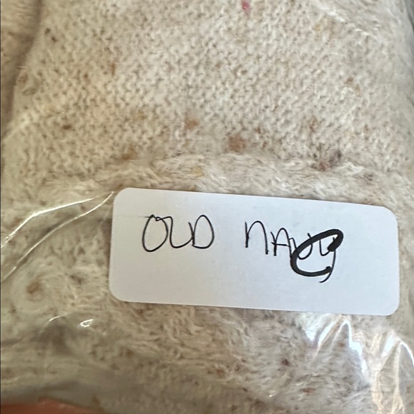 OLD NAVY MT Exaggerated button collar tan speckled woman cozy wool blend sweater - Picture 13 of 13